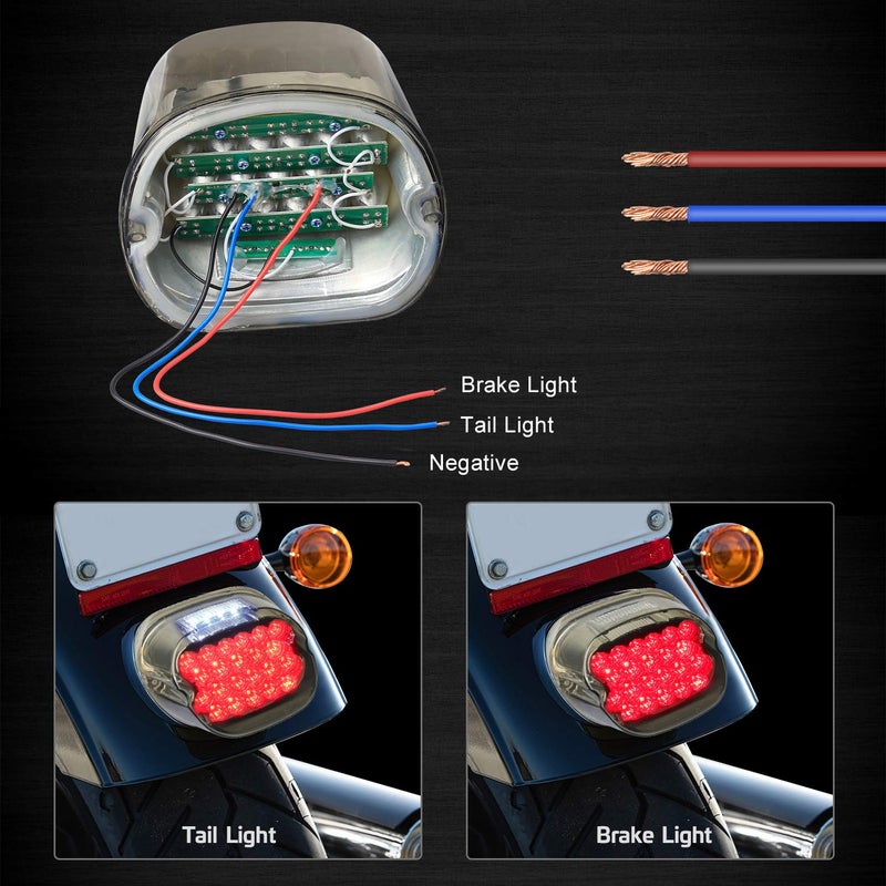 NTHREEAUTO LED Tail Light Silver FL Smoked Layback Brake Taillights Compatible with Harley Dyna, FLST, FXSTB, FXST, Touring Models - Image 2